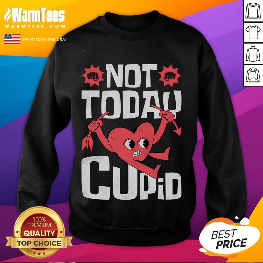 Funny Not Today Cupid Anti Valentine's Day T-Shirt - Image 5