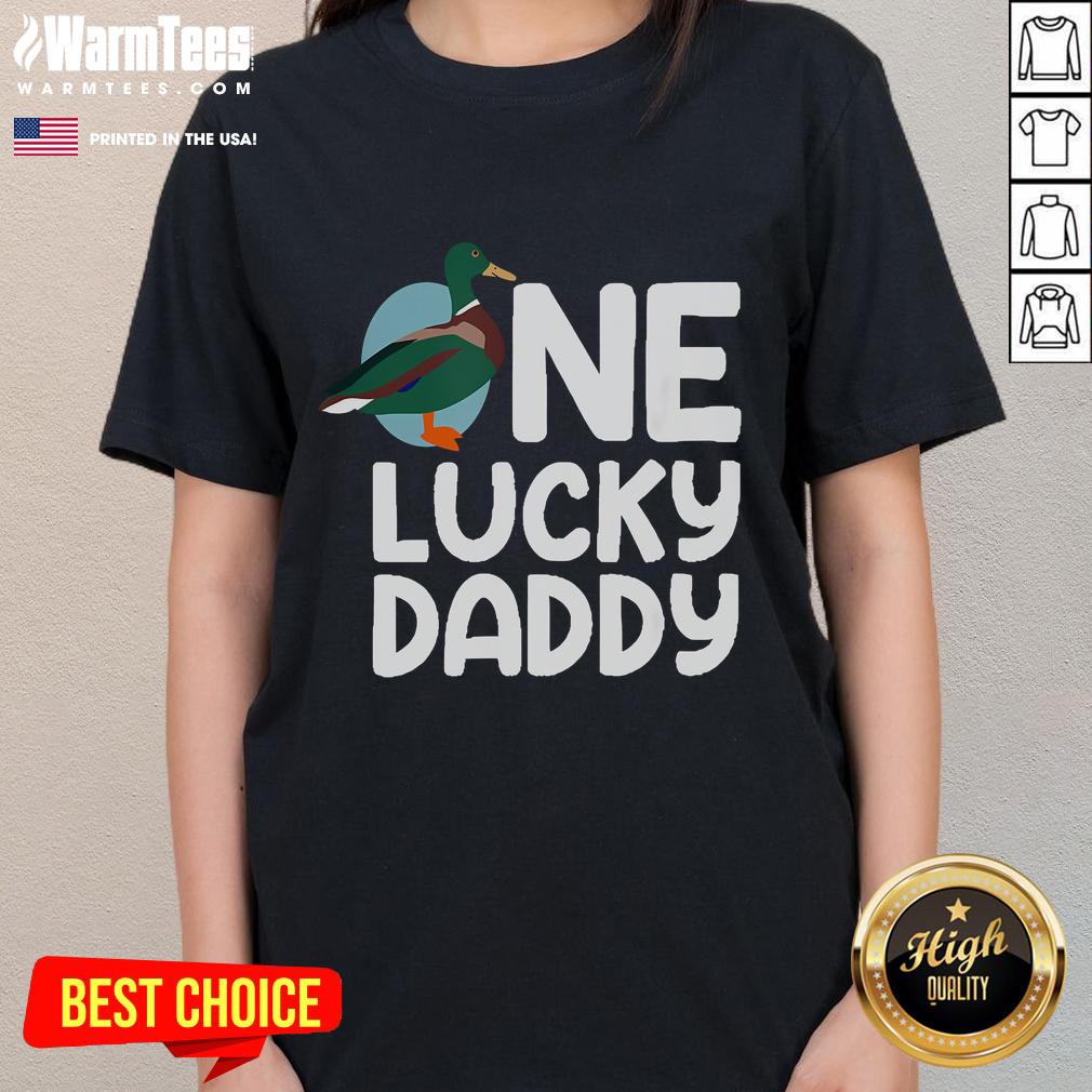 Funny One Lucky Dad Duck Dad Father T-Shirt - Image 3