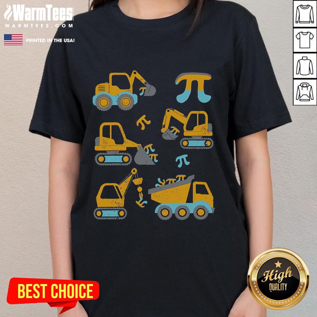 Funny Pi Day 3.14 Construction Trucks T-Shirt - Image 3