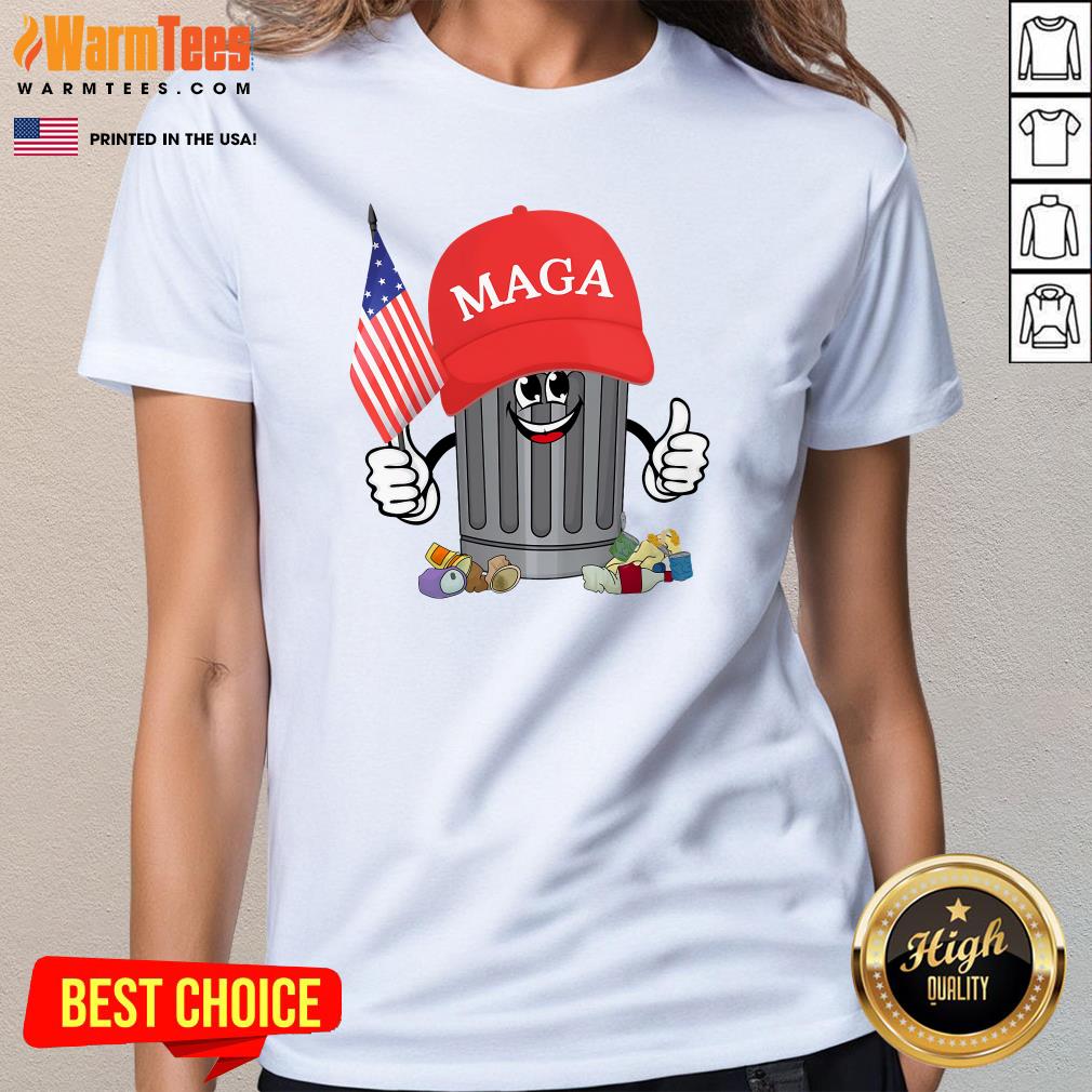 Funny Proud Maga Garbage Trump Supporter Trash Can Cartoon T-Shirt - Image 2
