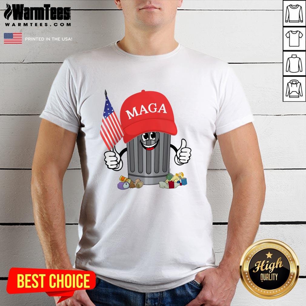 Funny Proud Maga Garbage Trump Supporter Trash Can Cartoon T-Shirt