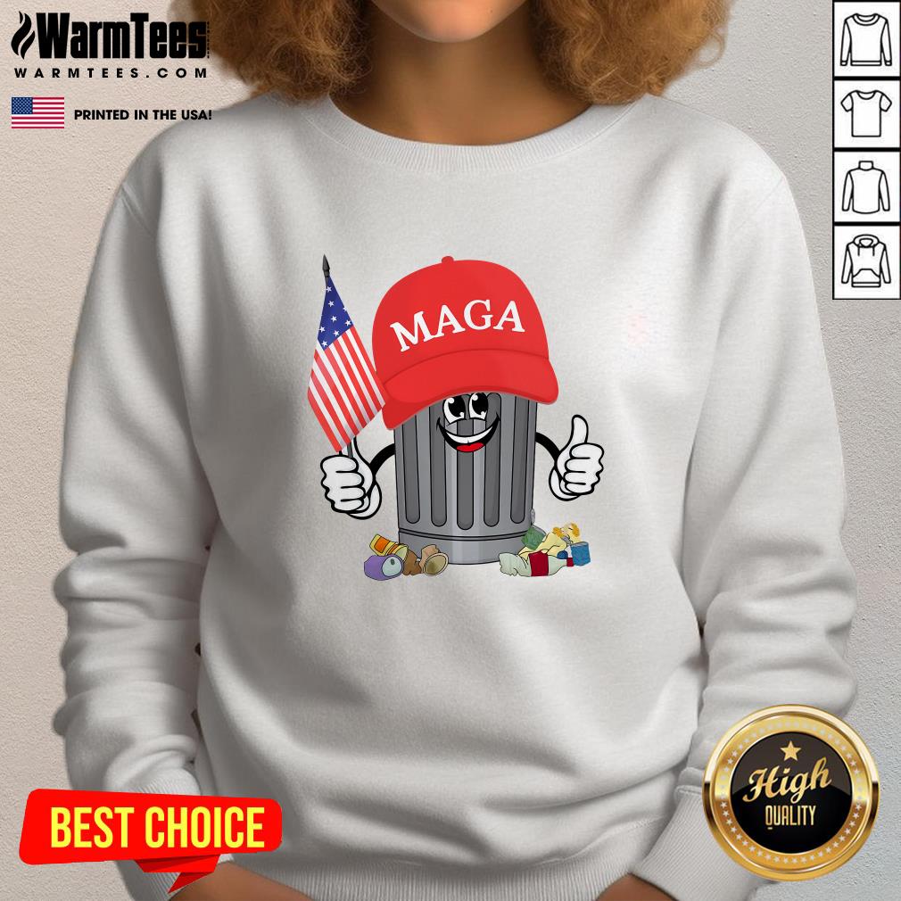Funny Proud Maga Garbage Trump Supporter Trash Can Cartoon T-Shirt - Image 4