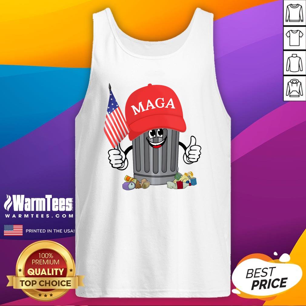 Funny Proud Maga Garbage Trump Supporter Trash Can Cartoon T-Shirt - Image 5