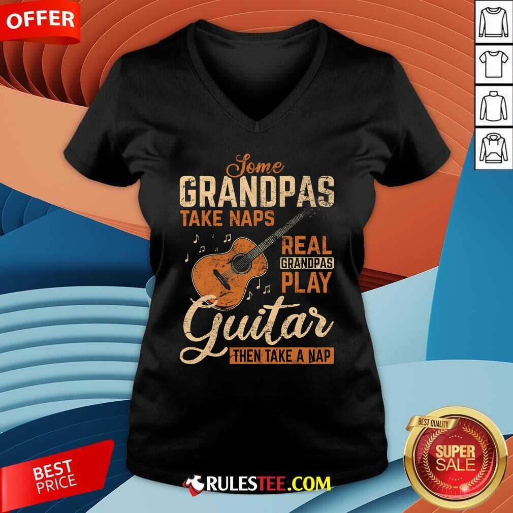 Funny Real Grandpas Play Guitar Then Take Nap Guitarist T-Shirt - Image 4