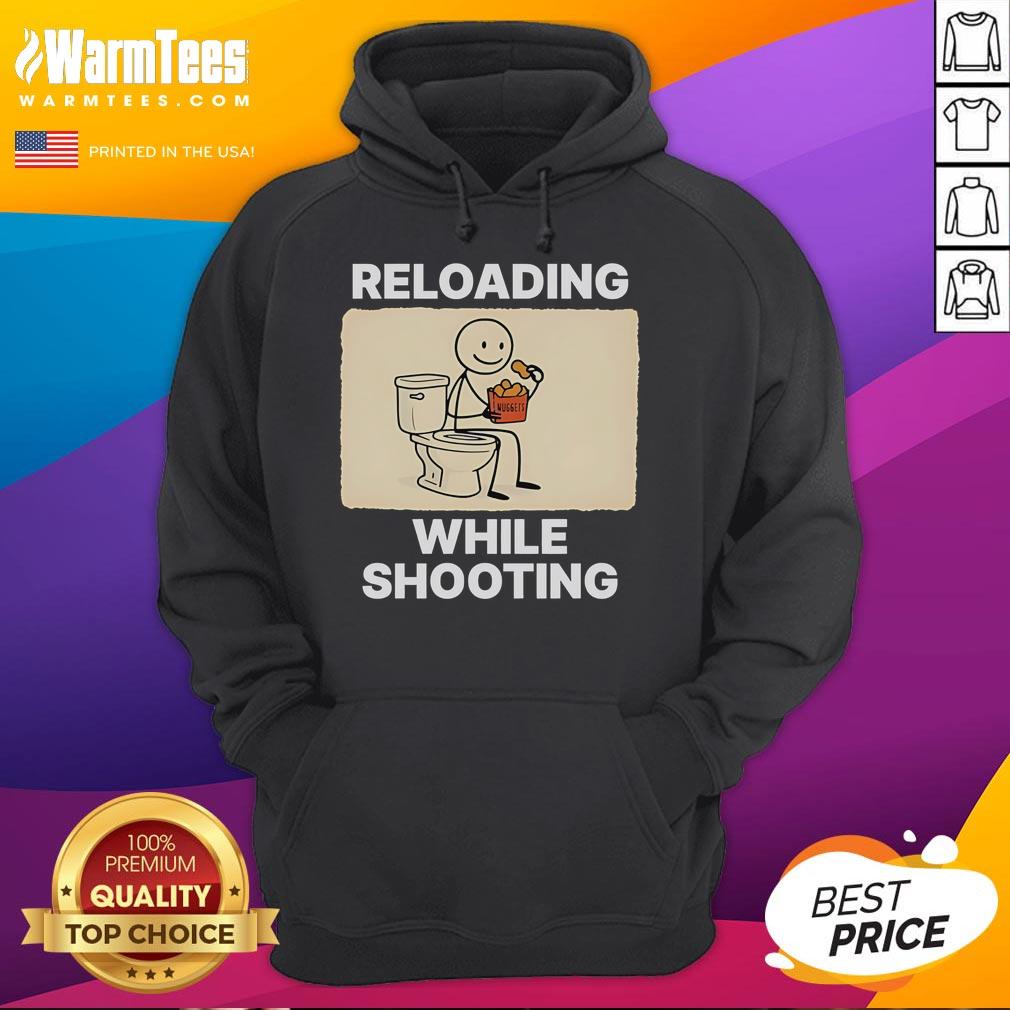 Funny Reloading While Shooting Toilet Humor T-Shirt - Image 2