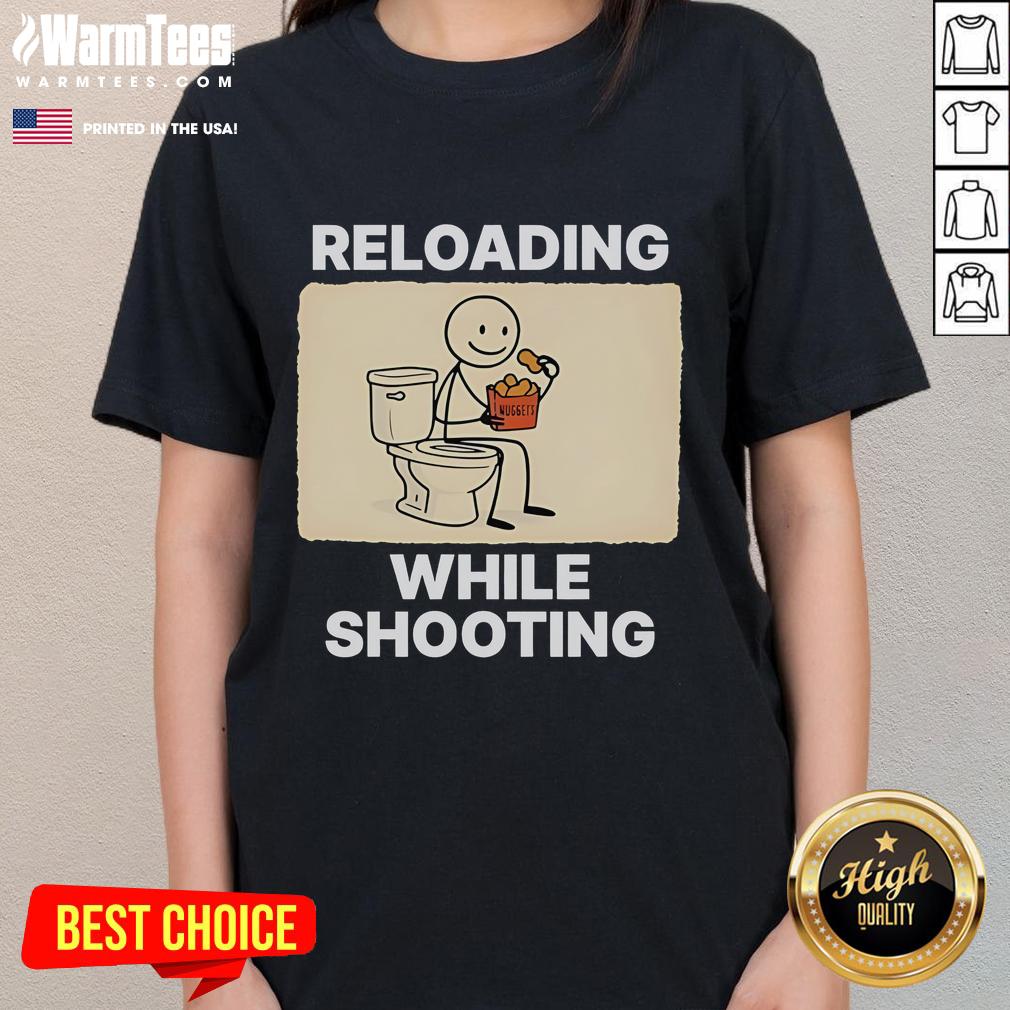 Funny Reloading While Shooting Toilet Humor T-Shirt - Image 3