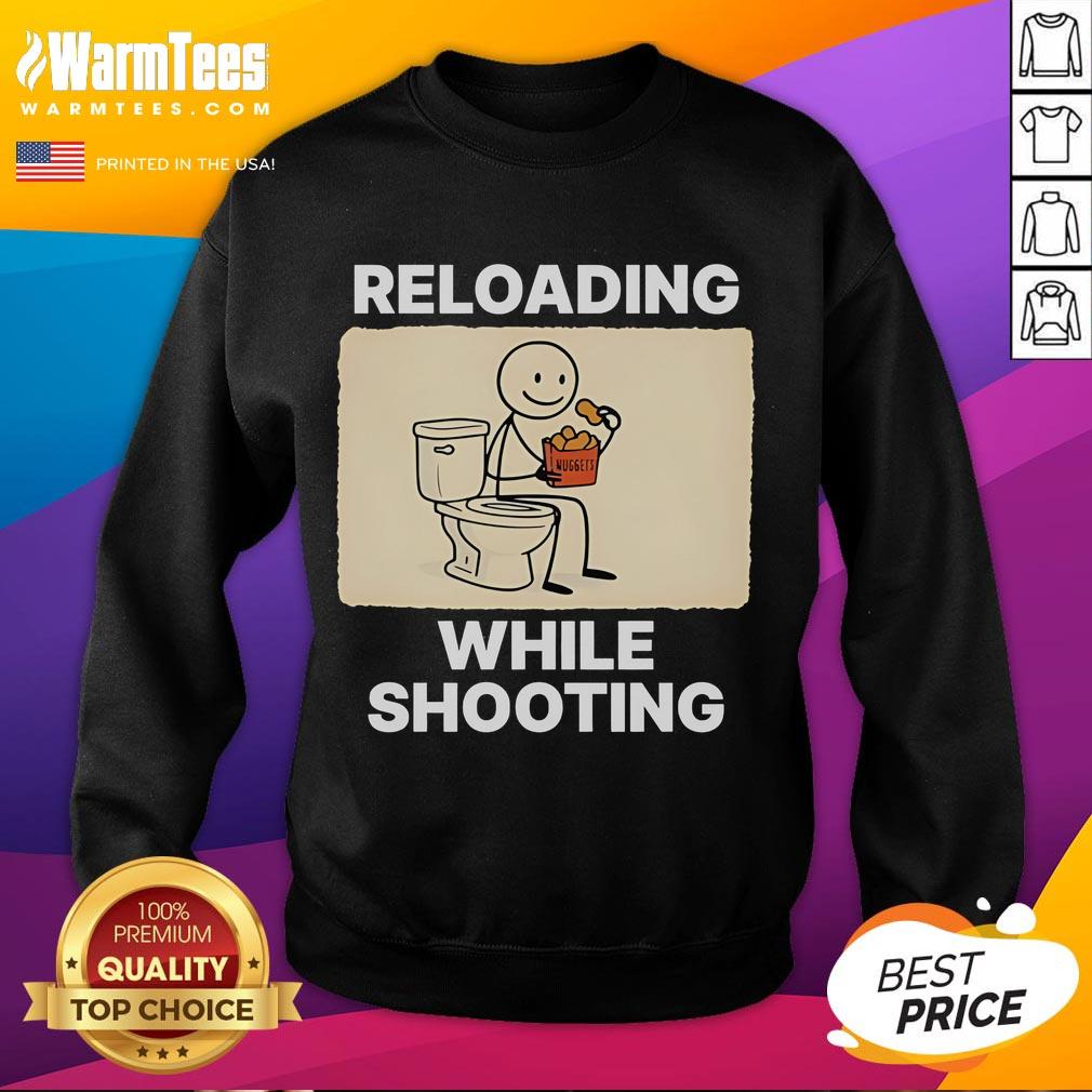 Funny Reloading While Shooting Toilet Humor T-Shirt - Image 5