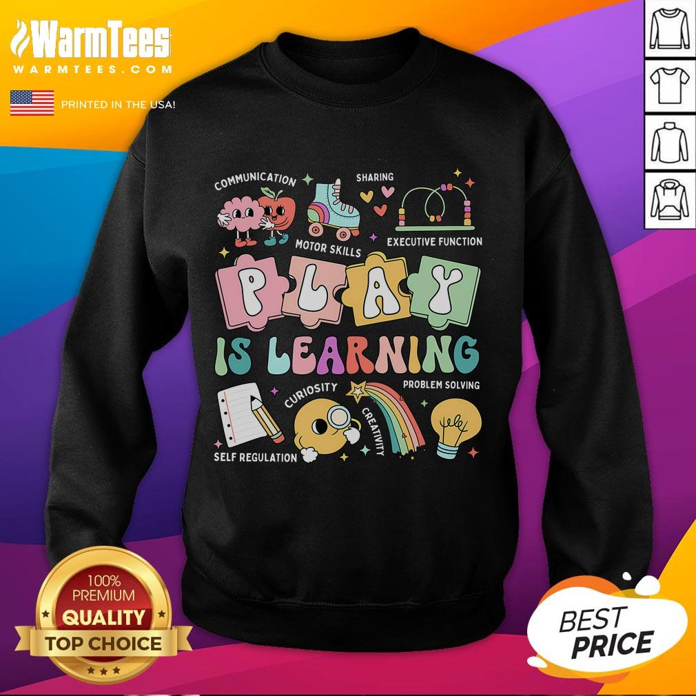 Funny Retro Groovy Play Is Learning Kindergarten Teacher Daycare T-Shirt - Image 5