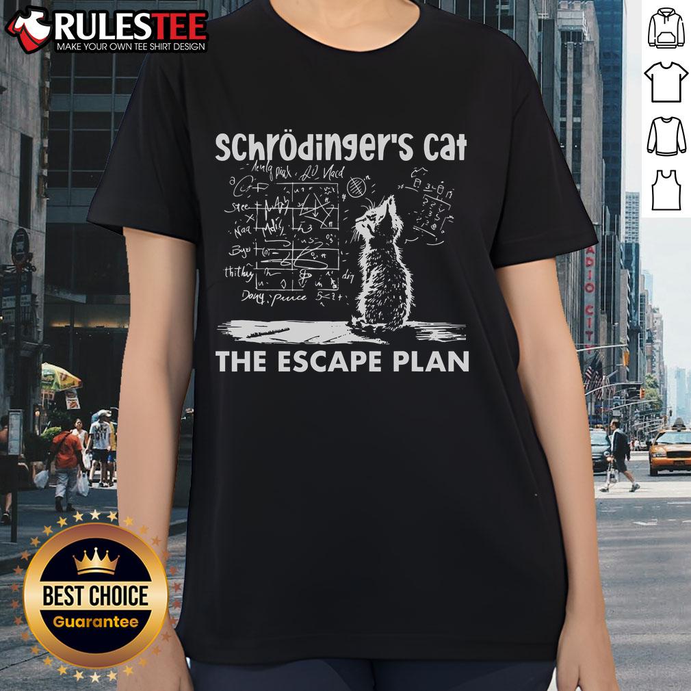 Funny Schrödinger's Cat Escape Plan Science T-Shirt - Image 3