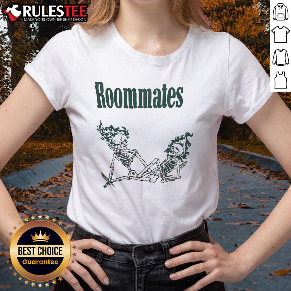 Funny Skeleton Lesbian Roommates T-Shirt - Image 3