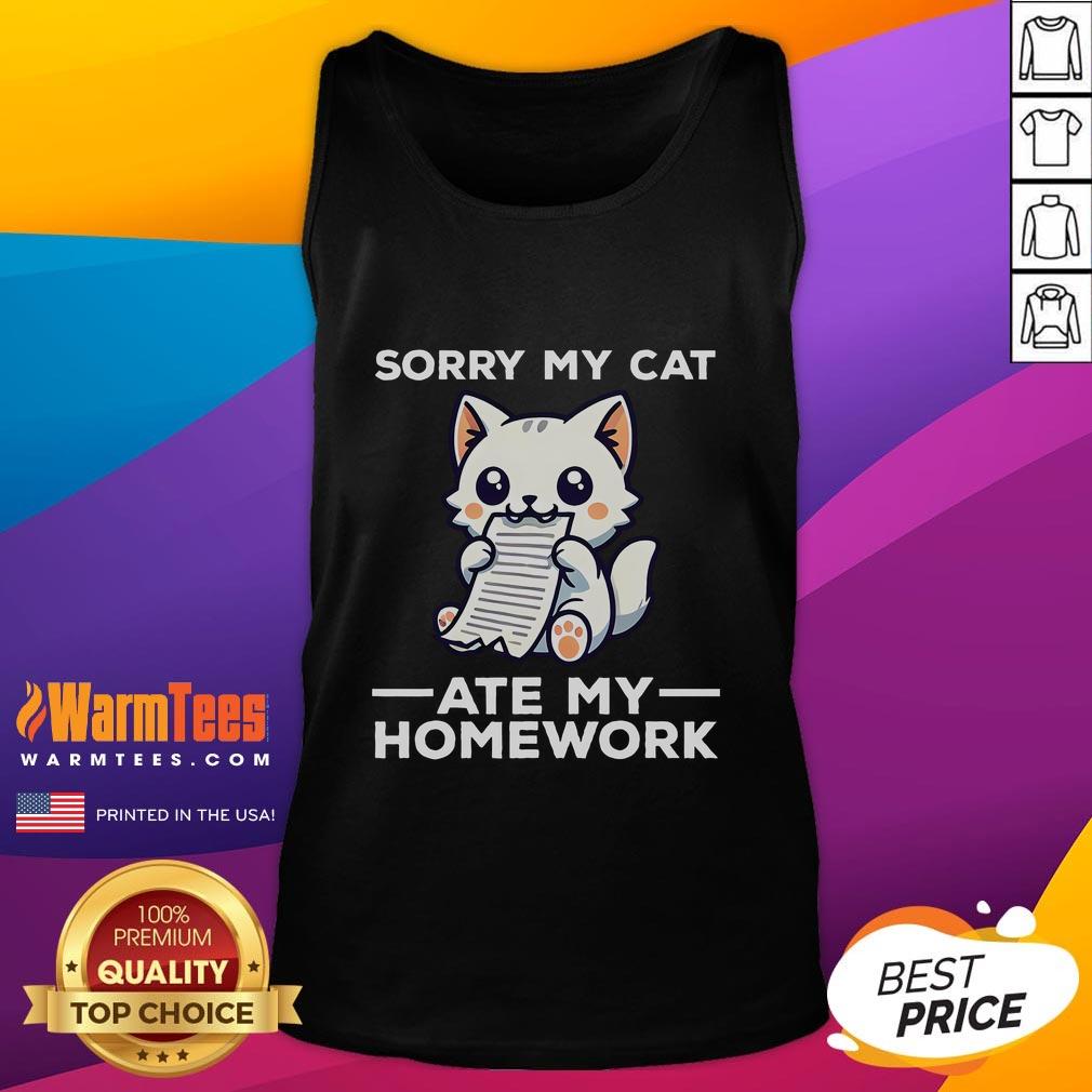 Funny Sorry My Cat Ate My Homework Cute Kitten T-Shirt - Image 4