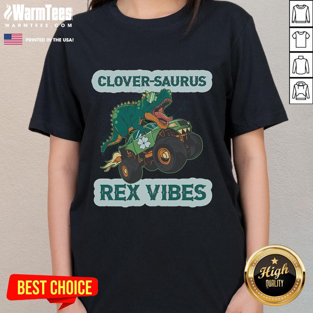 Funny St Patricks Day Irishamerican Tradition Shamrock Dinosaur T-Shirt - Image 3