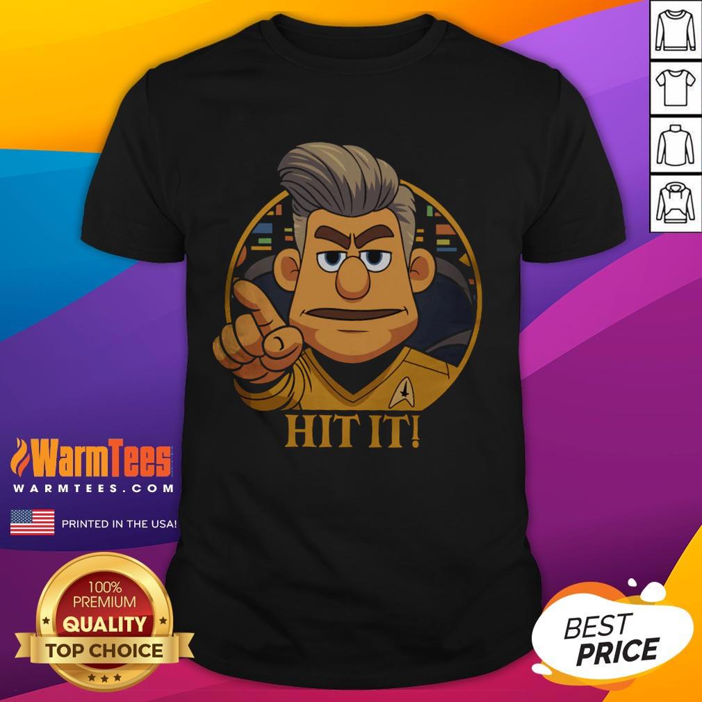 Funny Star Trek Cartoon Captain Hit It! Sci-Fi Parody T-Shirt