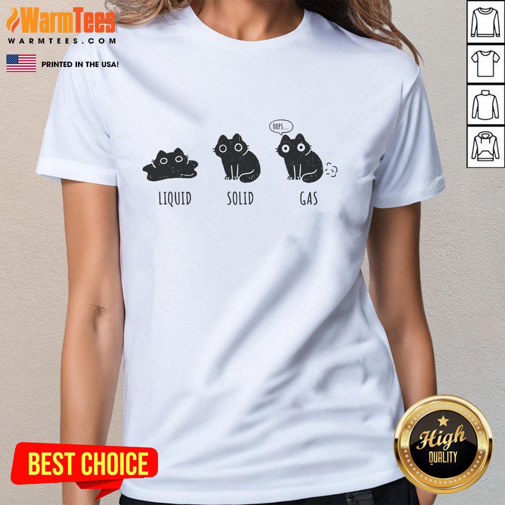 Funny States Of Cat Liquid Solid Gas T-Shirt - Image 3