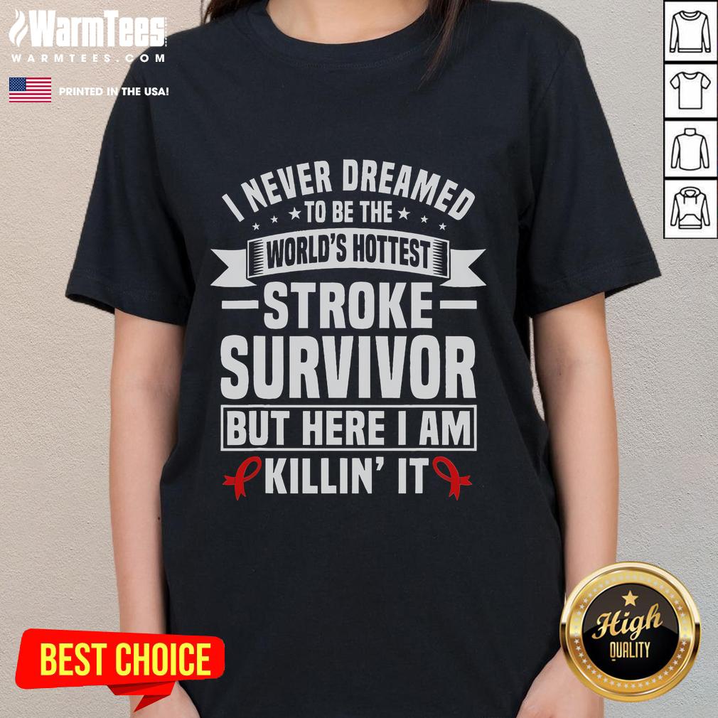 Funny Stroke Survivor Humor Red Ribbon Stroke Support Groups T-Shirt - Image 3