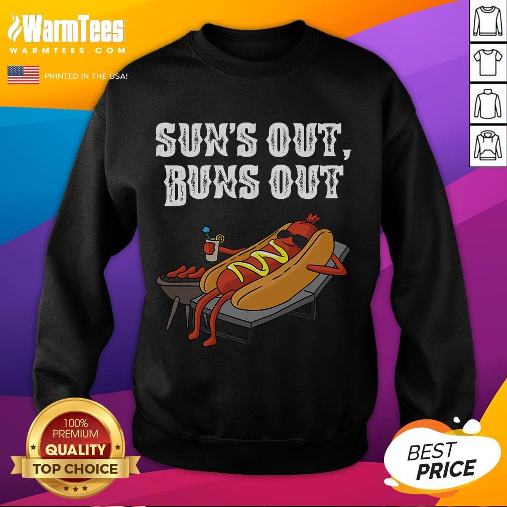 Funny Suns Out Hot Dog Buns Out Sausage BBQ Food Lover T-Shirt - Image 5