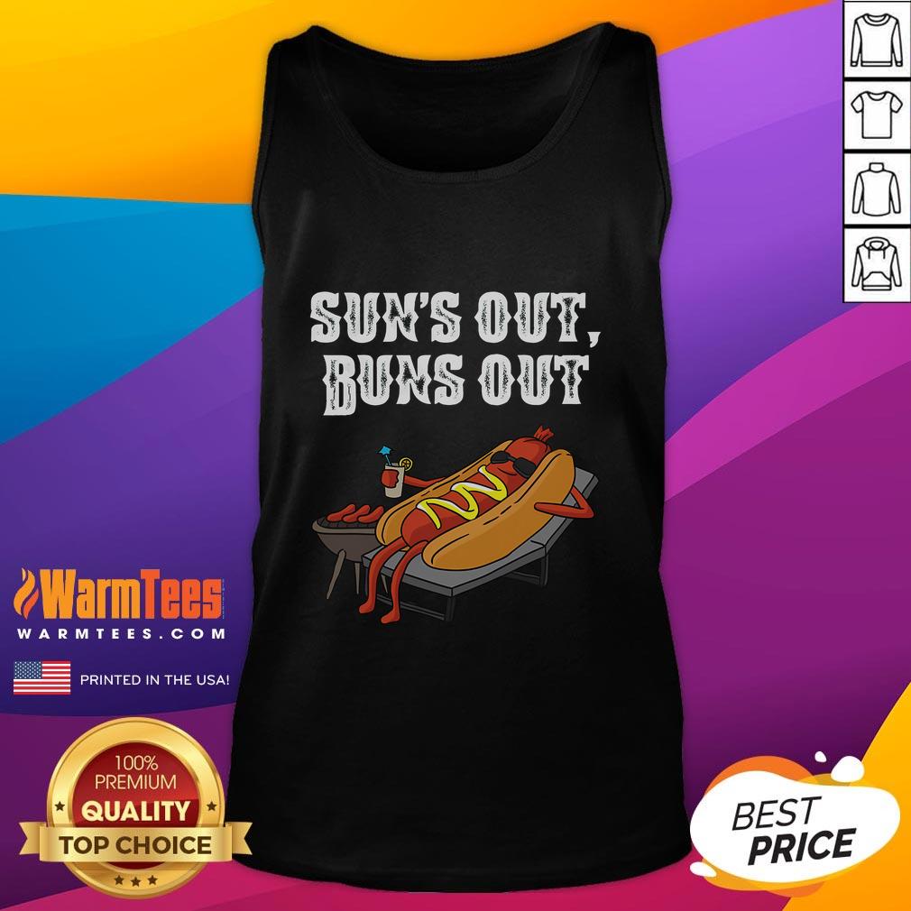 Funny Suns Out Hot Dog Buns Out Sausage BBQ Food Lover T-Shirt - Image 4