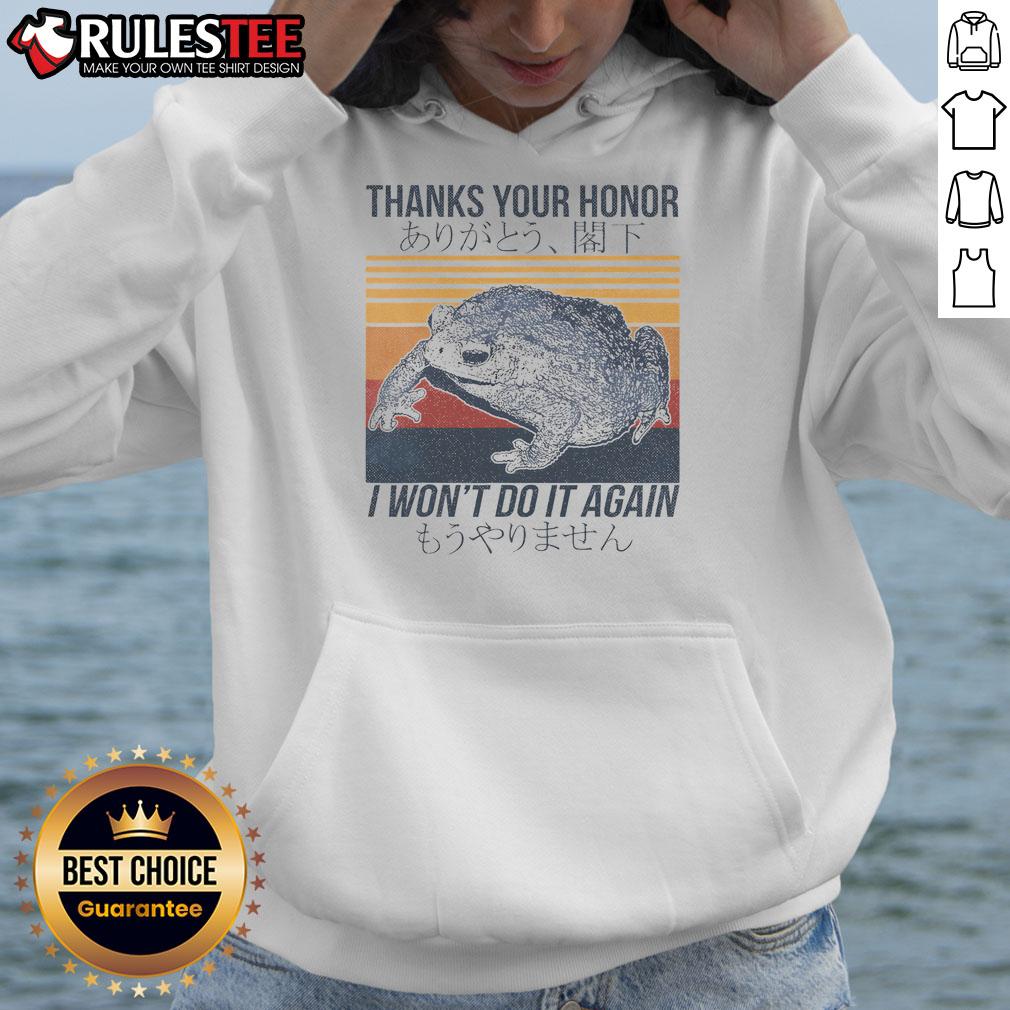 Funny Thanks Your Honor I Won't Do It Again Frog Meme Vintage T-Shirt - Image 2
