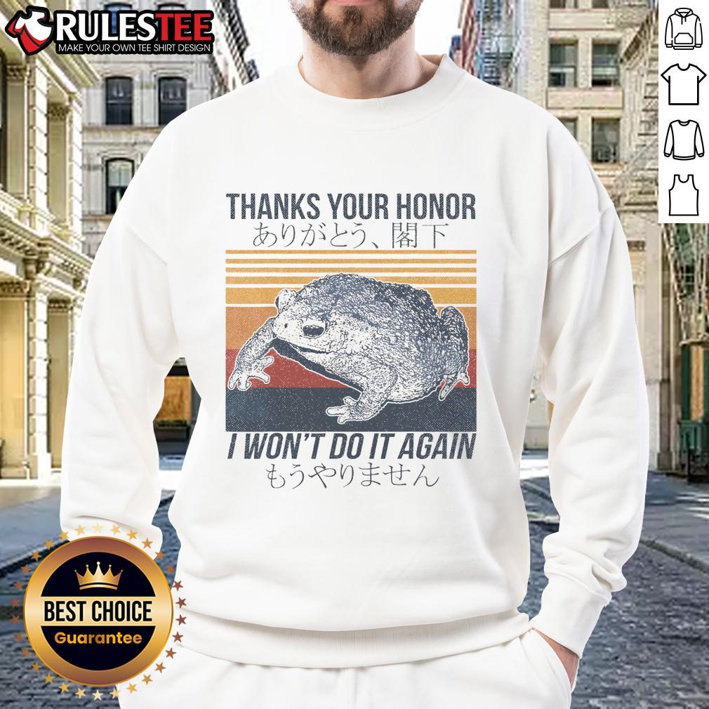 Funny Thanks Your Honor I Won't Do It Again Frog Meme Vintage T-Shirt - Image 5