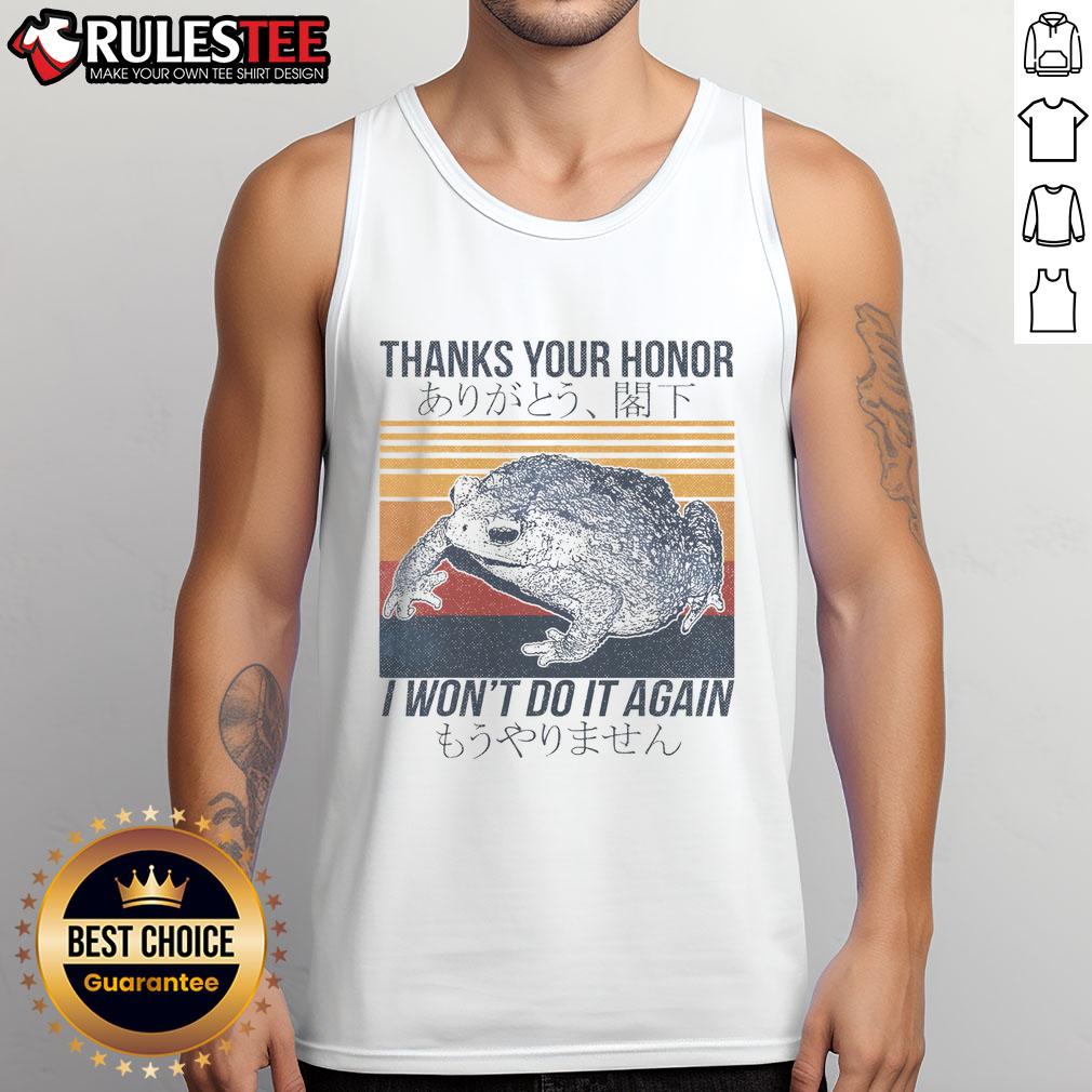 Funny Thanks Your Honor I Won't Do It Again Frog Meme Vintage T-Shirt - Image 4