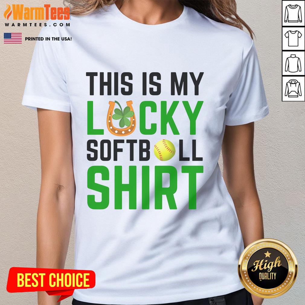 Funny This Is My Lucky Softball Sport Game St Patrick's Day T-Shirt - Image 3
