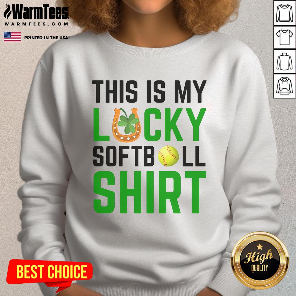 Funny This Is My Lucky Softball Sport Game St Patrick's Day T-Shirt - Image 5