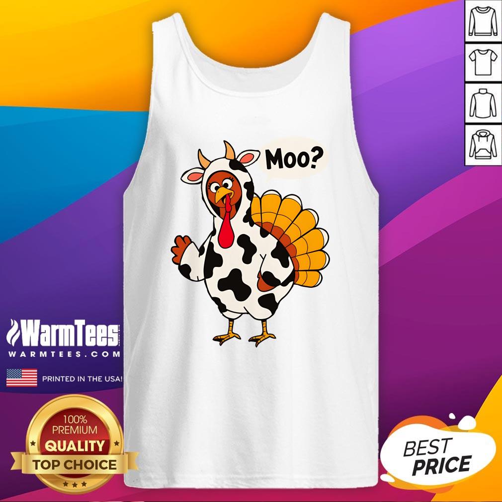 Funny Turkey In Cow Costume Saying Moo Thanksgiving T-Shirt - Image 5