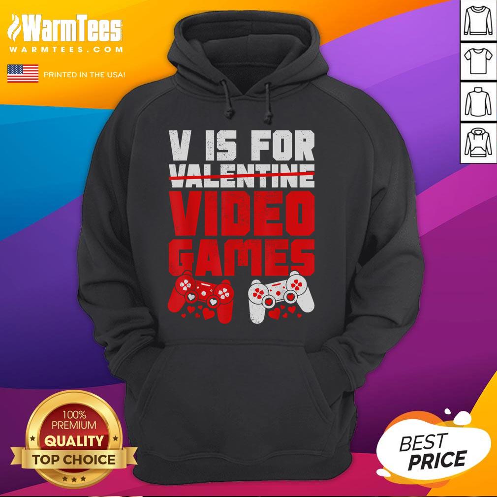 Funny V Is For Video Games Valentines Day For Gamer T-Shirt - Image 2