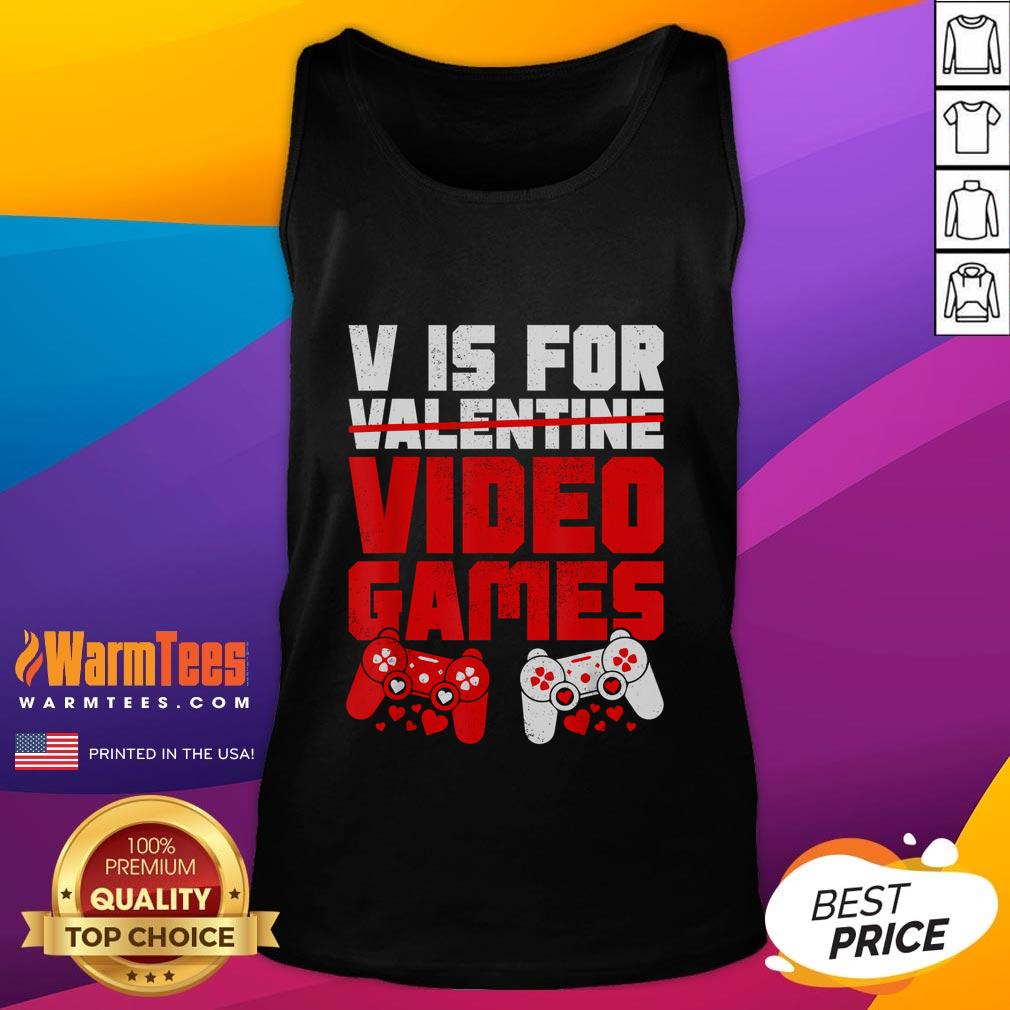 Funny V Is For Video Games Valentines Day For Gamer T-Shirt - Image 4