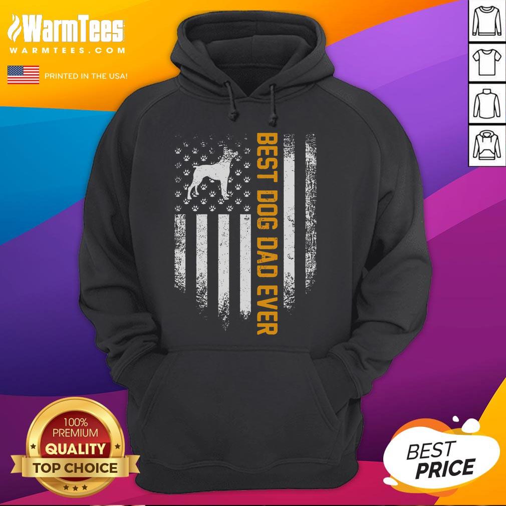 Funny Vintage USA Best Boxer Dog Dad Ever American Flag T-Shirt - Image 2