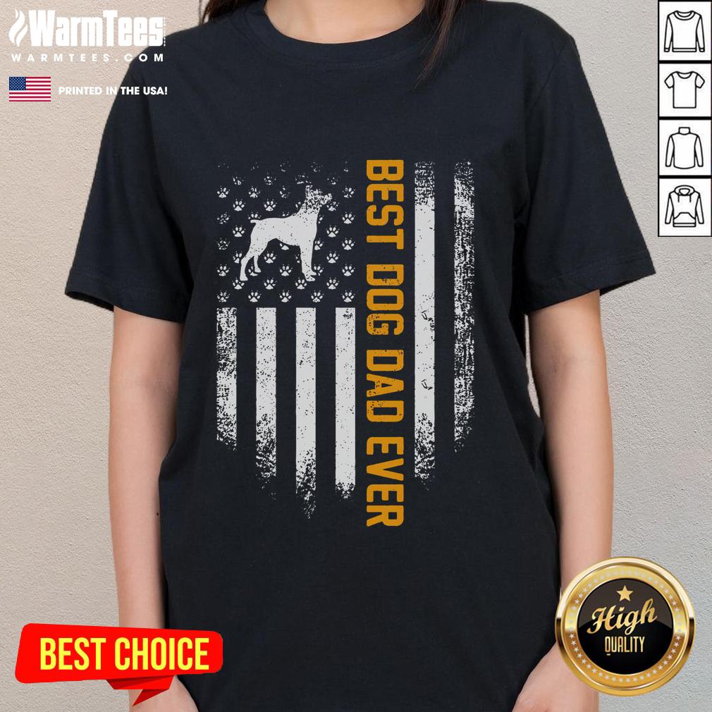 Funny Vintage USA Best Boxer Dog Dad Ever American Flag T-Shirt - Image 3