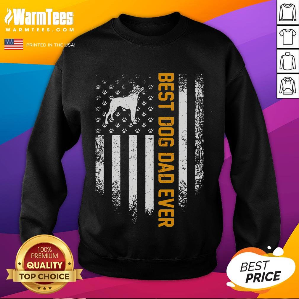 Funny Vintage USA Best Boxer Dog Dad Ever American Flag T-Shirt - Image 5