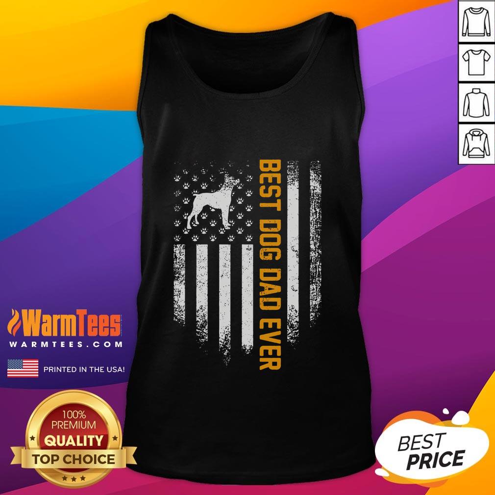 Funny Vintage USA Best Boxer Dog Dad Ever American Flag T-Shirt - Image 4