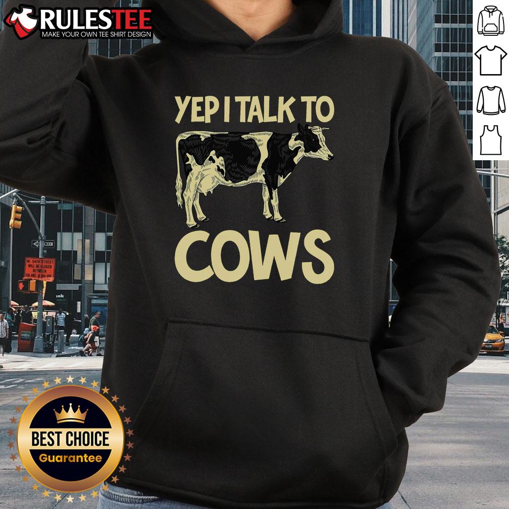 Funny Yep I Talk To Cows Vintage Dairy Farmer Cow Lovers Gag T-Shirt - Image 2