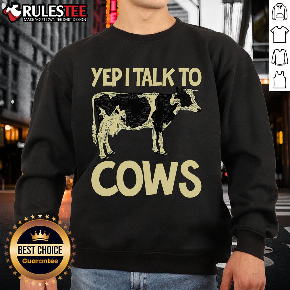 Funny Yep I Talk To Cows Vintage Dairy Farmer Cow Lovers Gag T-Shirt - Image 5