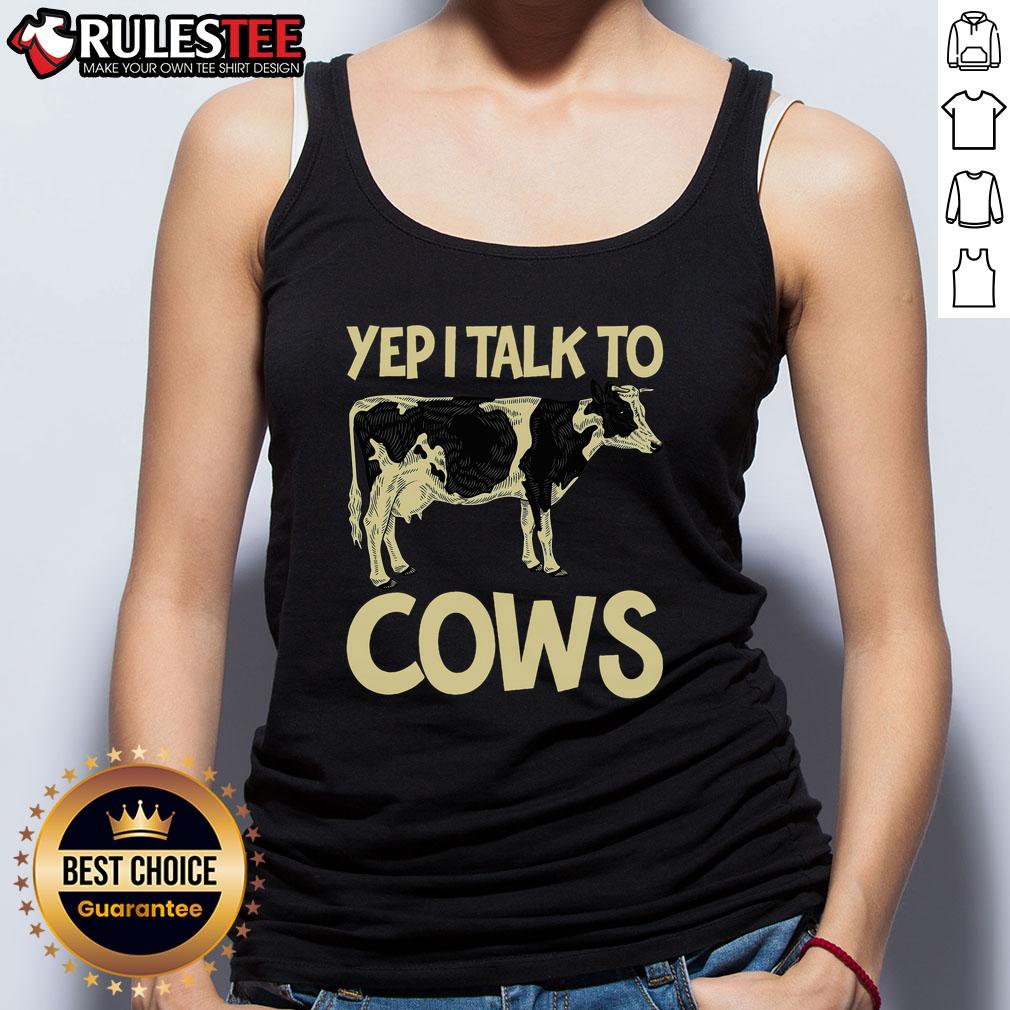 Funny Yep I Talk To Cows Vintage Dairy Farmer Cow Lovers Gag T-Shirt - Image 4