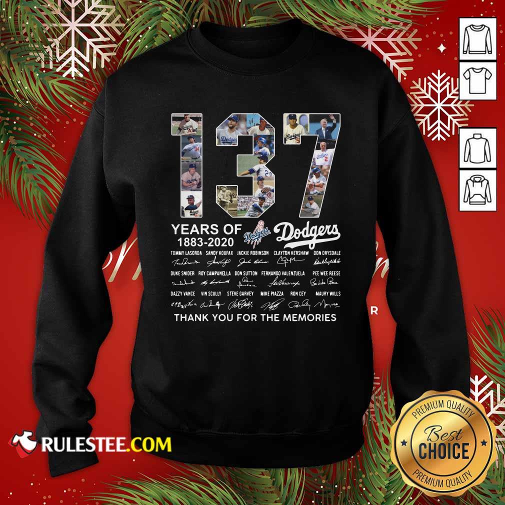 Good 137 Years Of Los Angeles Dodgers 1883 2020 Thank You For The Memories Signatures Shirt - Image 5