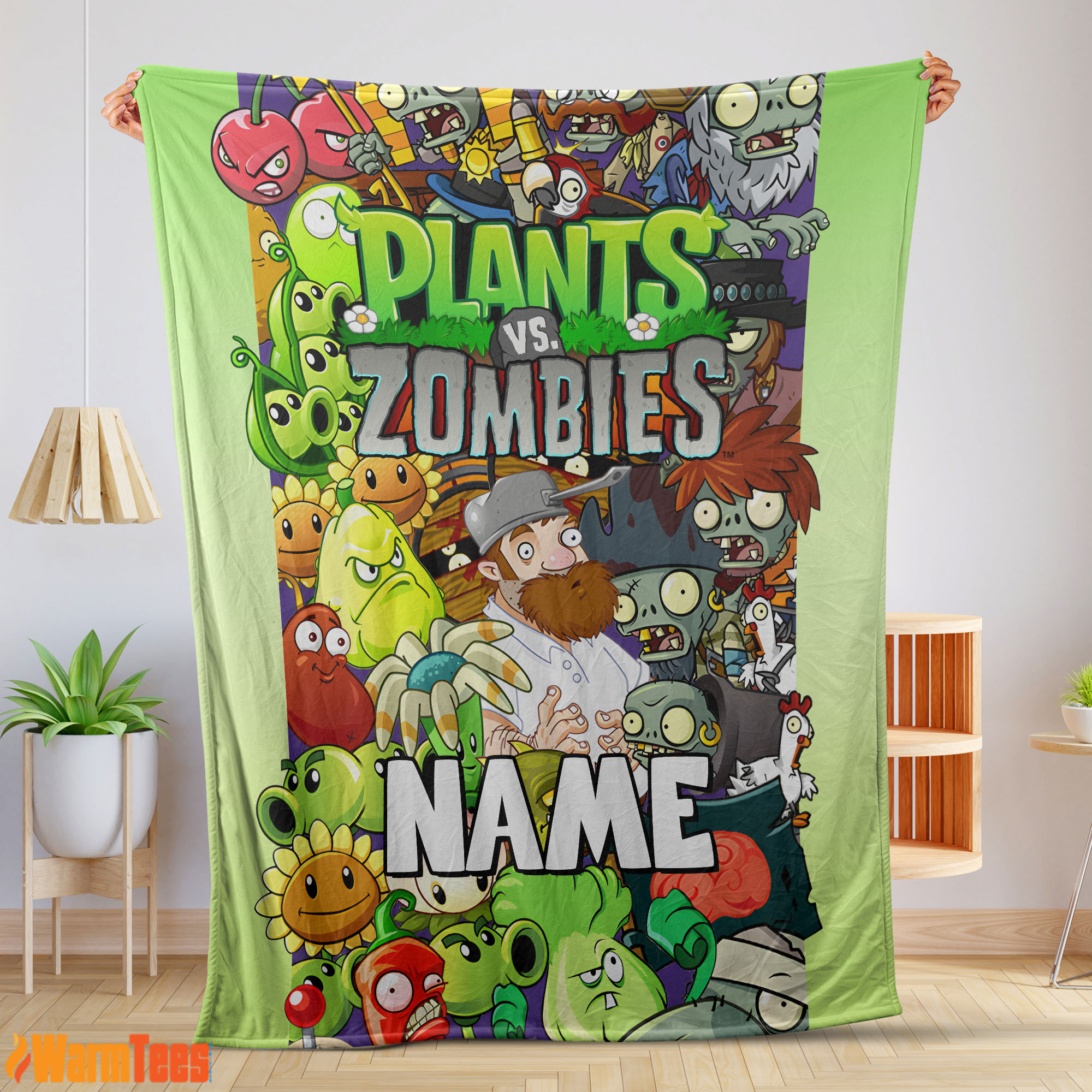 Game Plants Vs Zombies All Character Blanket Fleece Customized Blanket