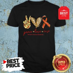 Glitter Peace Love Cure Multiple Sclerosis Awareness Shirt