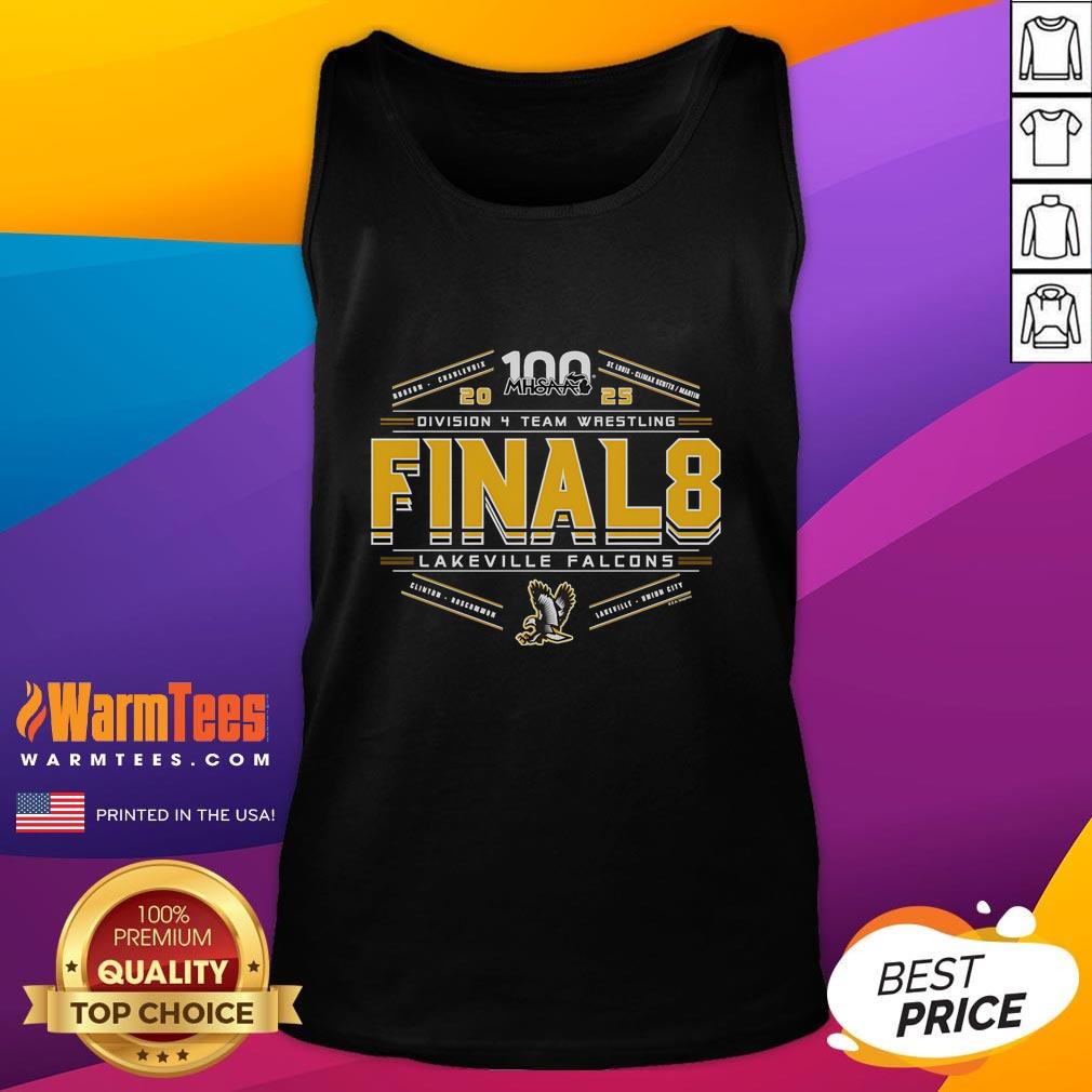 Good 2025 MHSAA Team Wrestling Final 8 D4 LakeVille Falcons T-Shirt - Image 4