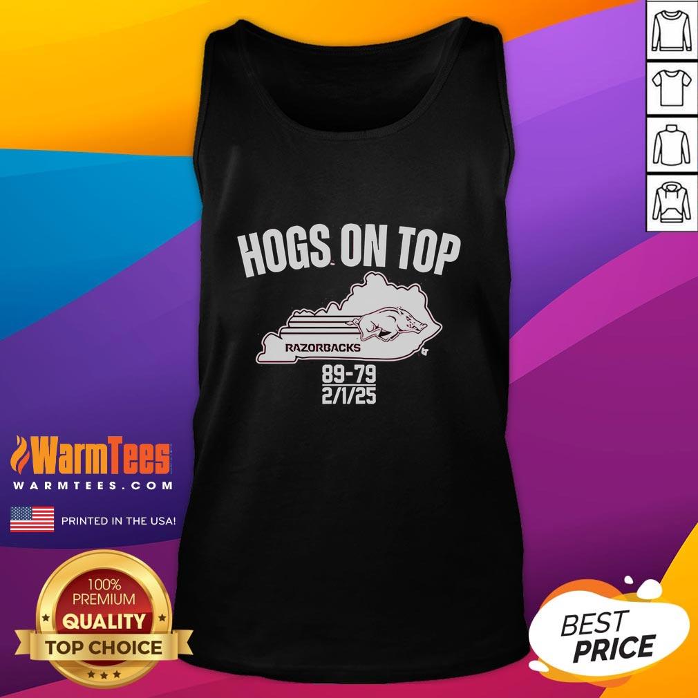 Good Arkansas Razorbacks Hogs On Top Of Kentucky 89 79 2 1 2025 T-Shirt - Image 4