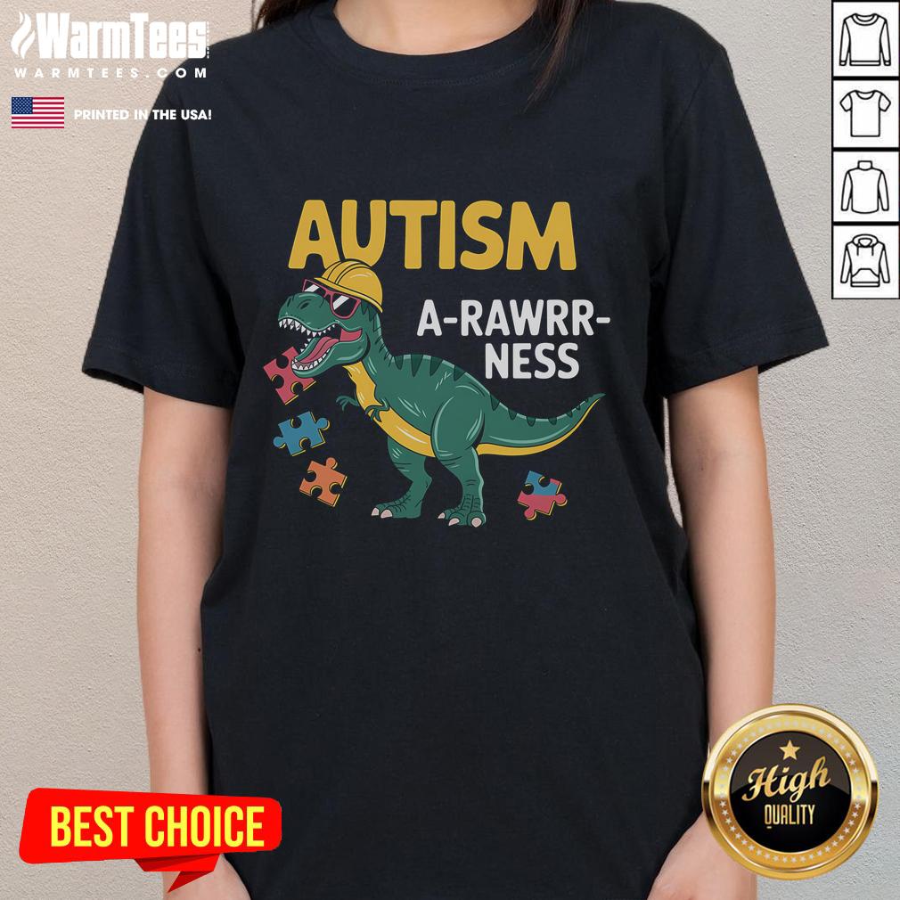 Good Autism Awareness Dinosaur Puzzle Piece Acceptance T-Shirt - Image 3