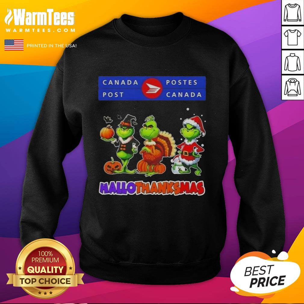 Good Canada Post X Grinch Cosplay Happy HalloThanksMas T-Shirt - Image 5