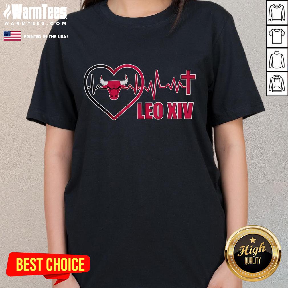 Good Chicago Bulls Pope LEO XIV Heartbeat T-Shirt - Image 3
