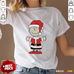 Alternative view of Good Christmas Peanuts Charlie Brown Santa Hat Cartoon T-Shirt