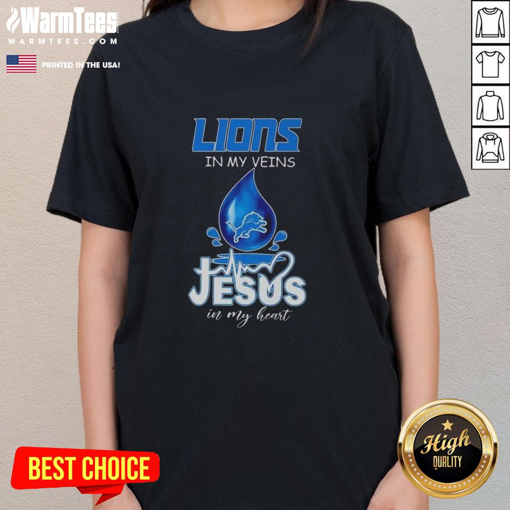 Good Detroit Lions In My Veins Jesus In My Heart Drops Of Water Football Lovers T-Shirt - Image 3