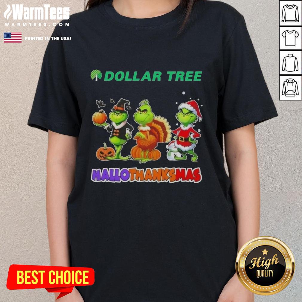 Good Dollar Tree X Grinch Cosplay Happy HalloThanksMas T-Shirt - Image 3