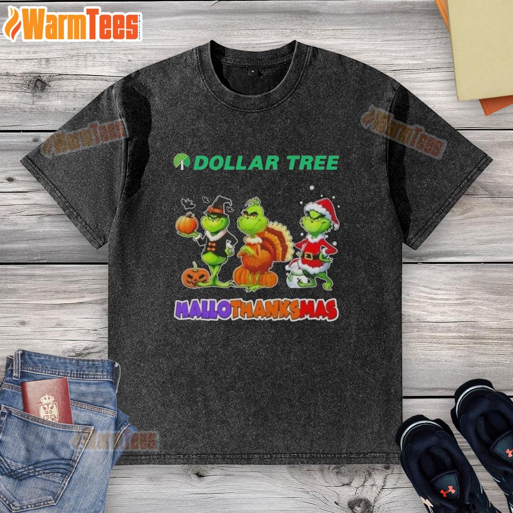 Good Dollar Tree X Grinch Cosplay Happy HalloThanksMas T-Shirt - Image 6