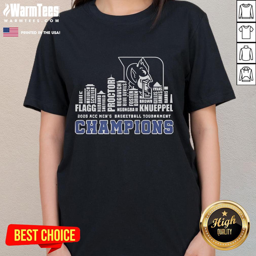Good Duke 2025 Acc Men's Basketball Tournament Champions Name Skyline T-Shirt - Image 3