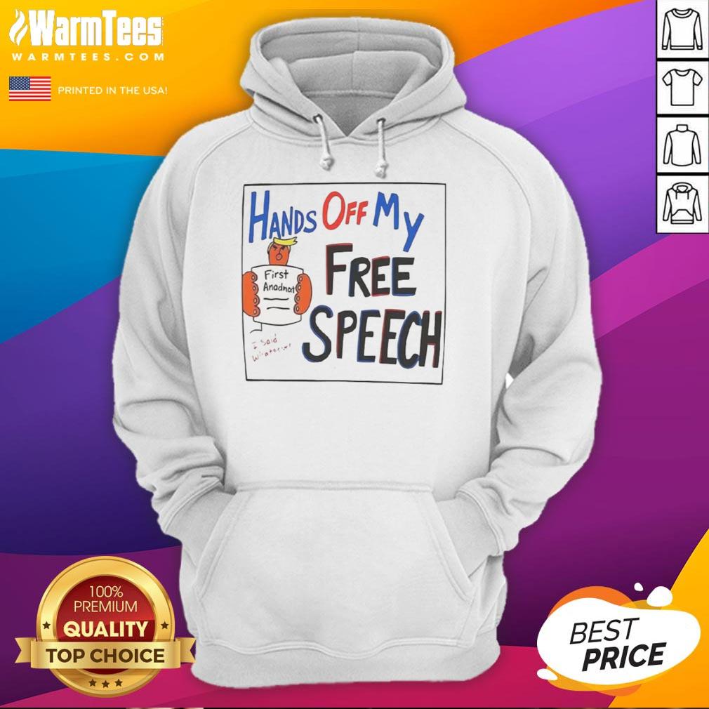 Good Hands Off My Free Speech Trump Cartoon T-Shirt - Image 2